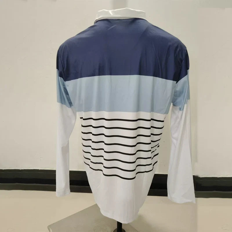 Spring Autumn Men Long Sleeve Casual Turn-down Polo Shirt